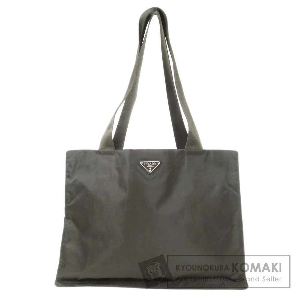 Prada Tessuto tote bag signature enameled triangle logo plaque